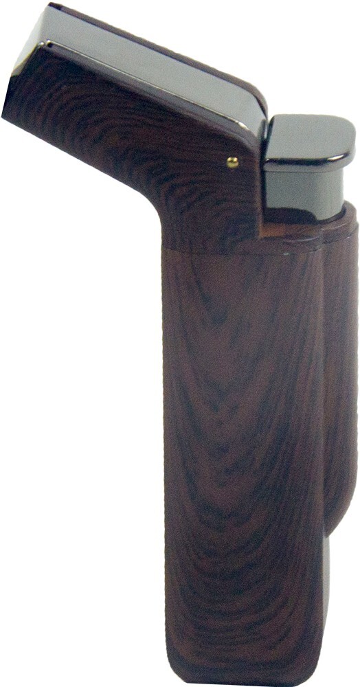 Wooden Finish Double Jet Torch Lighter Adjustable Flame White Color