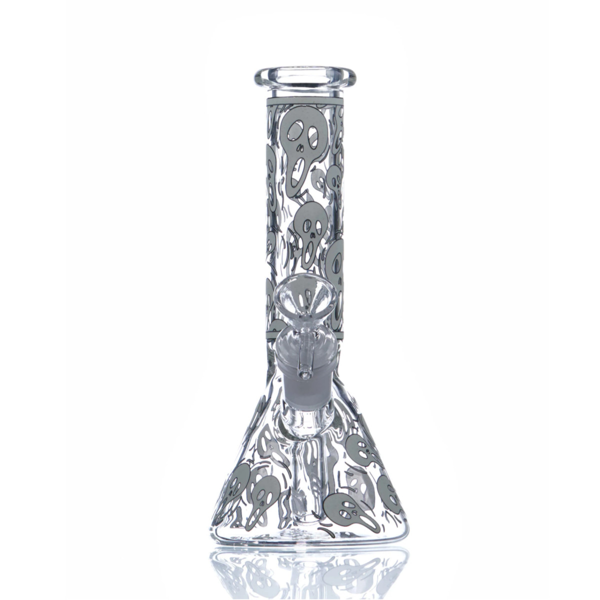 8in Glass Bong Hookah Water Pipe Smoking Beaker Bubbler Glow In Dark Bongs 14mm