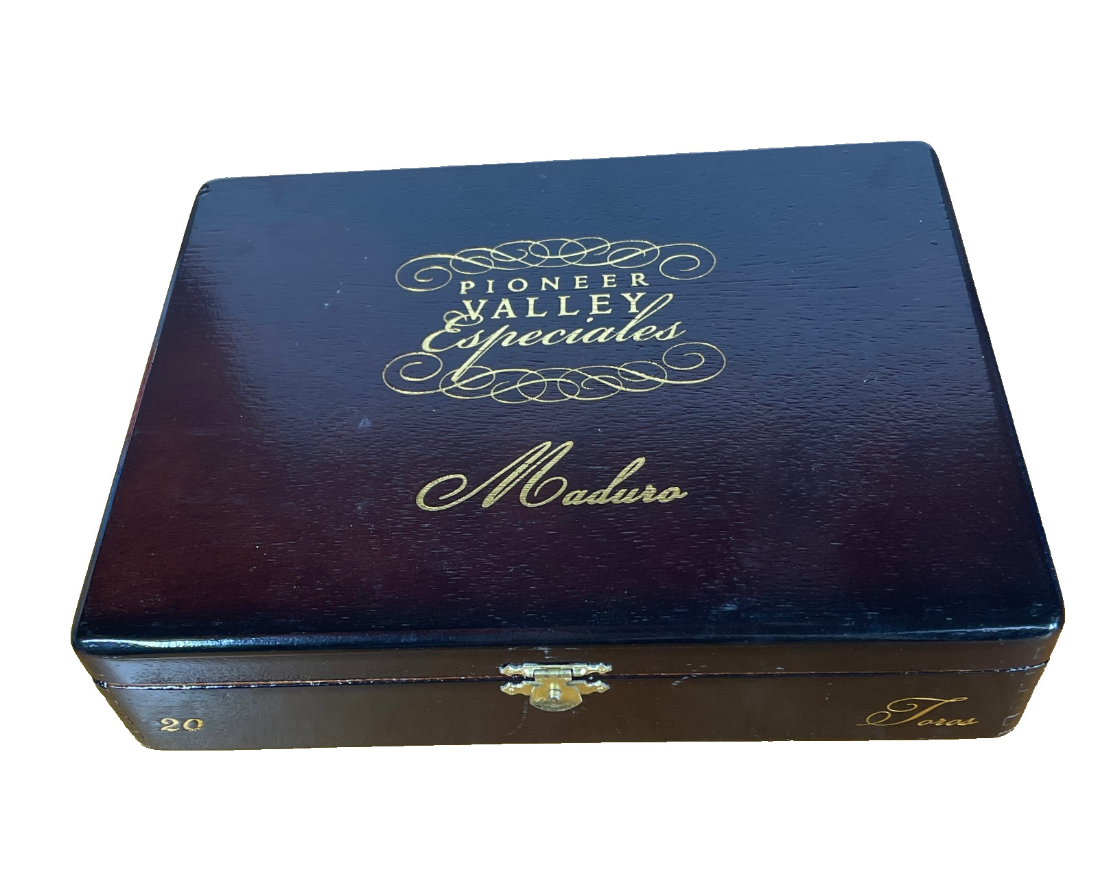 Pioneer Valley Especiales Maduro Wood Cigar Box Empty Hinged Lid 7×9″