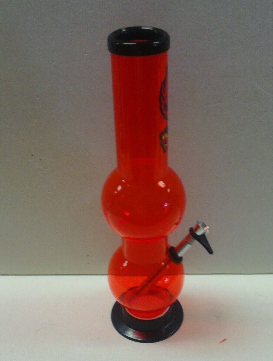 HEADWAY 14″ ACRYLIC PLASTIC DOUBLE BUBBLE HOOKAH WATER PIPE PULL CARB ORANGE