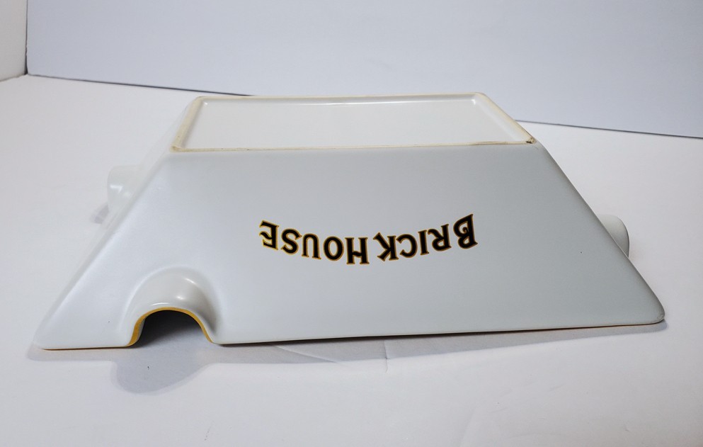 Large BRICK HOUSE TOBACCOS Deep Dish Cigar Ashtray Gold Trim 4 Rests Ceramic