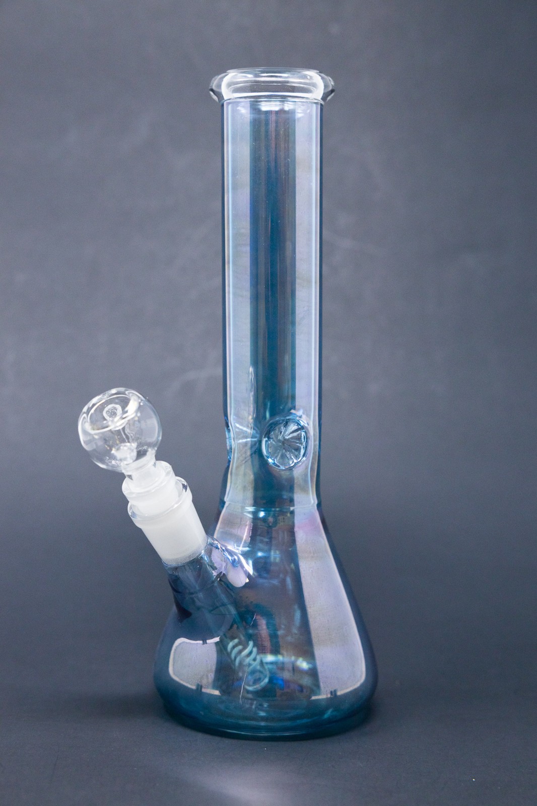Hookah Water Pipe Glass 10″ Tobacco Blue Iridescent Beaker Bong w/ Ice Catcher
