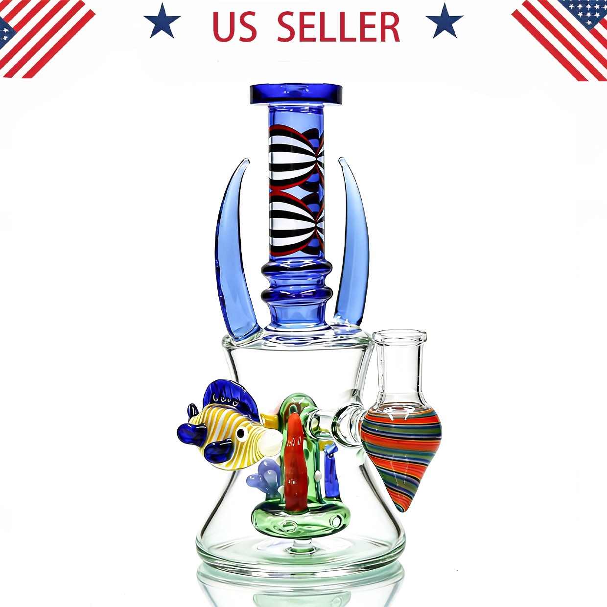7IN Glass Bong and Water Pipes Tobacco Smoking Perc Bongs W/ 14mm glass bowl