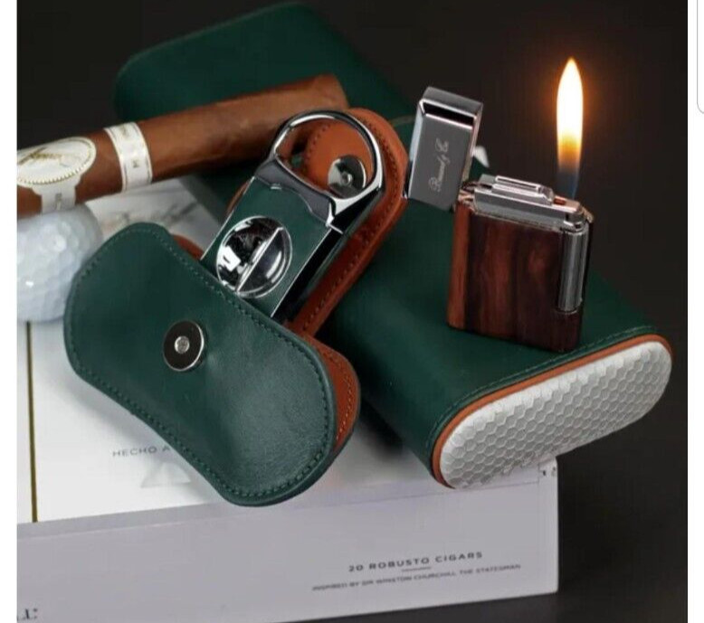 BRIZARD & CO L.E. 3 CIGAR CASE HOLDER GOLF AUGUSTA GREEN & WHITE ONLY 300 MADE