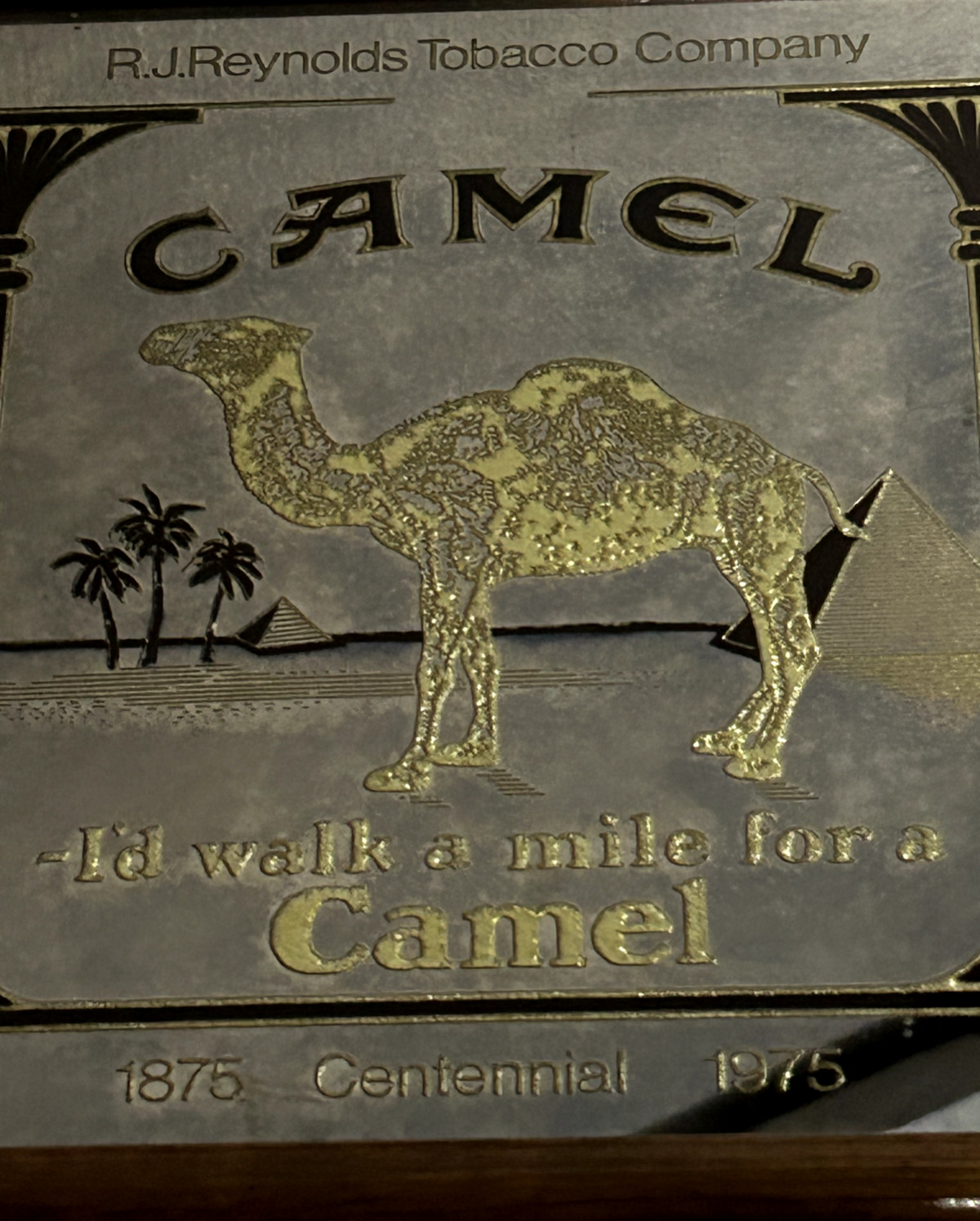 VTG Camel R.J Reynolds Mirrored Wooden Cigarette Box Centennial 1975 USA Tobacco