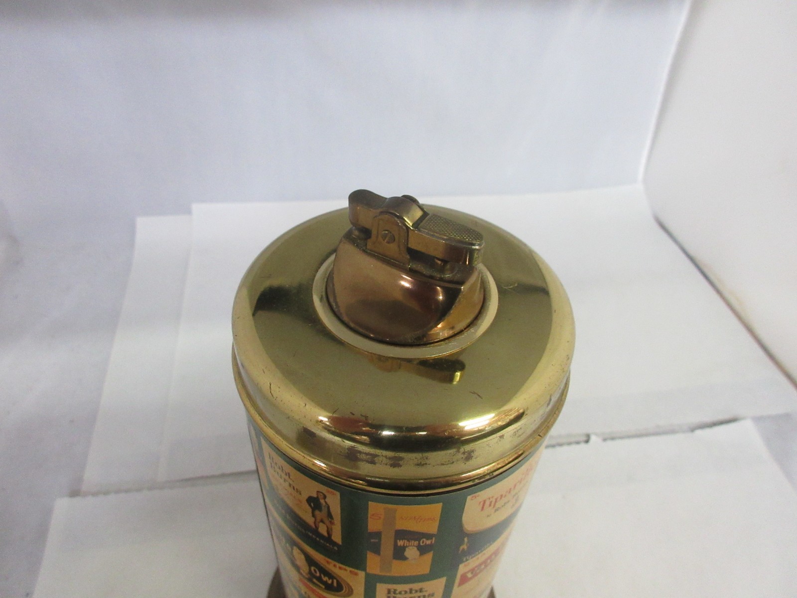 VINTAGE ADVERTISING TOBACCO LARGE TABLE LIGHTER W/ MUSIC BOX 4-