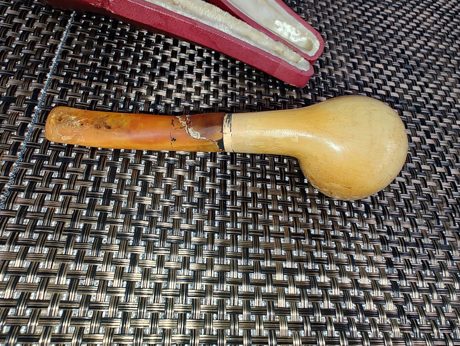 Vintage Genuine Pioneer Meerschaum Real Amber Tobacco Pipe w/Lined Case