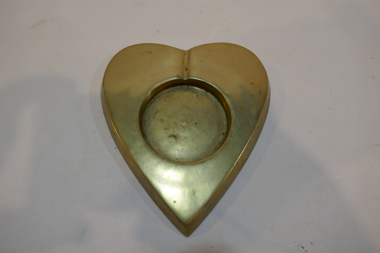 Vintage Brass Heart Shaped Ashtray Originally from India 5 inches long