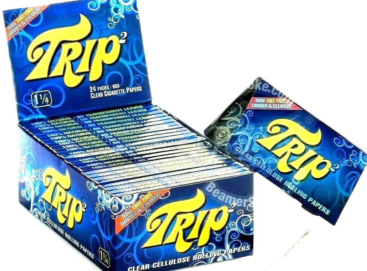 Trip 2 Rolling Papers Clear 1 1/4 Trip2 Buy 4@$2.00/PK! 50/Lvs/Pack USA Shipper