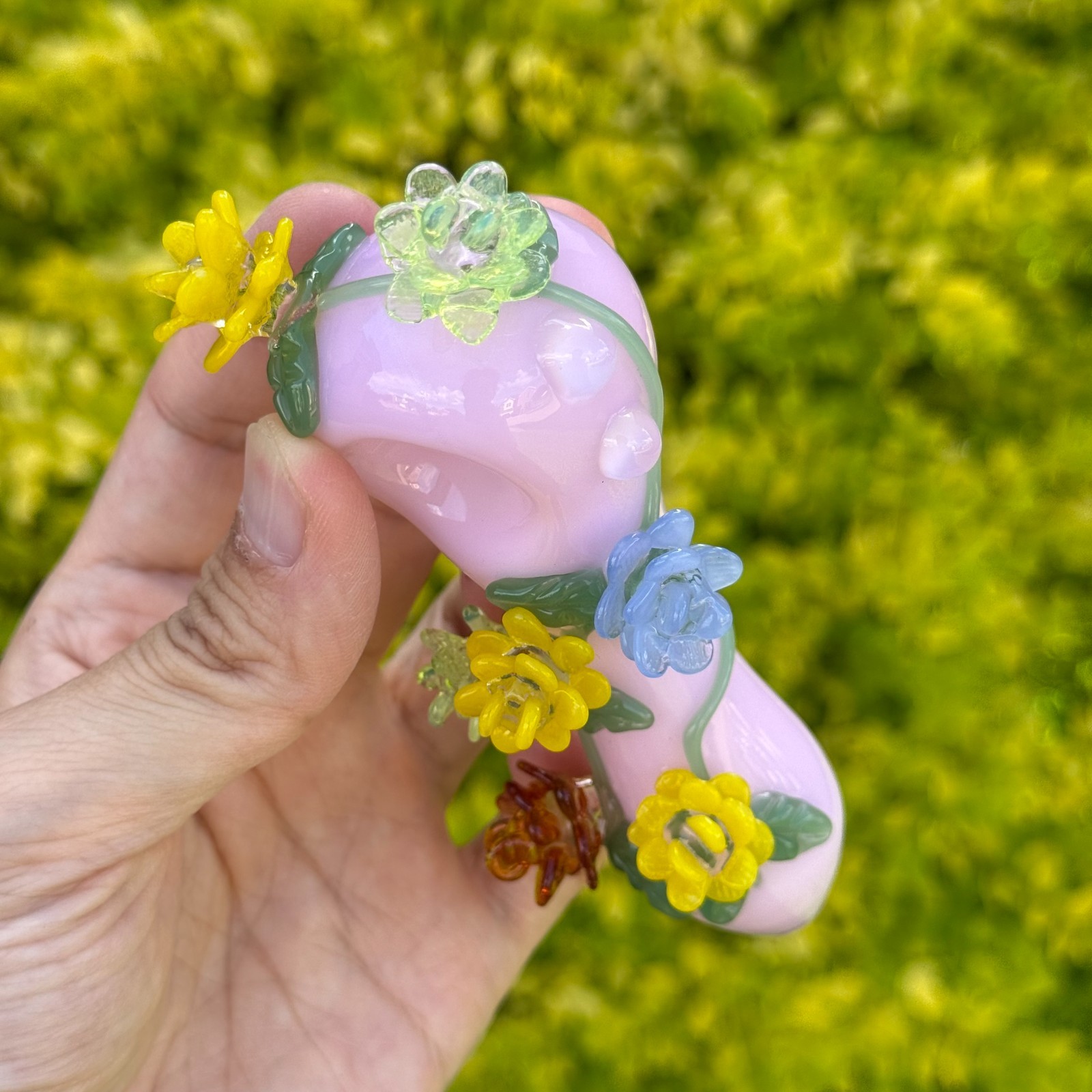 Flower Glass Pipe Smoking Hand Spoon Pipe Tobacco Glass Smoke Bowl Gift