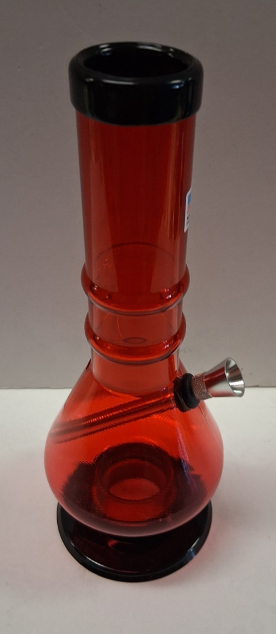 9″ ACRYLIC PLASTIC TEARDROP BUBBLE HOOKAH WATER PIPE BONG THUMB CARB 1.5″M RED