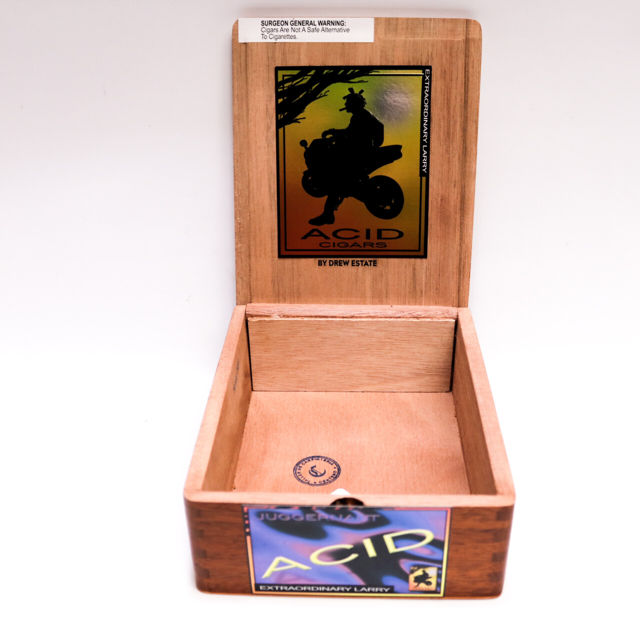 Acid Juggernaut Extraordinary Larry Empty Wood Cigar Box 7″ x 6.5″ x 3″