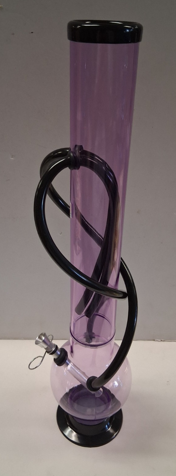18″ ACRYLIC PLASTIC DOUBLE CHAMBER BUBBLE WATER PIPE BONG PULL BOWL LAVENDER 2″M