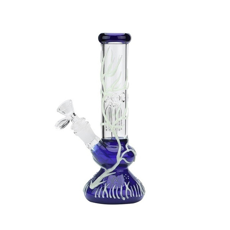 10″ Glow in the Dark Glass Bong Water Pipe Hookah Smoking Bong With Bowl