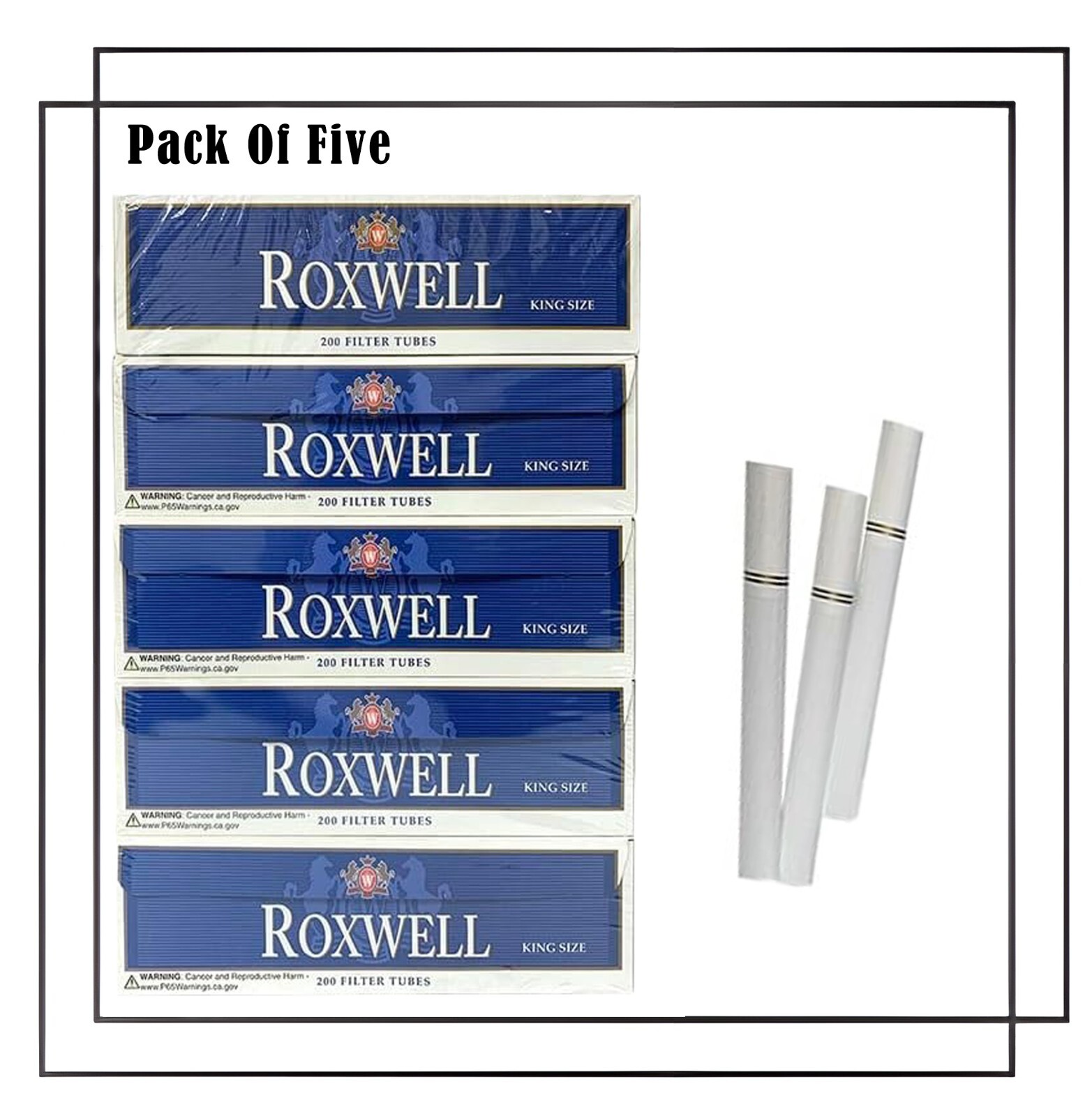 Roxwell Blue King Cigarette 200ct Tubes 5pack
