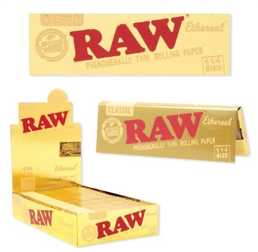 FULL BOX 24PKS RAW ETHEREAL 1 1/4 Size Rolling Papers Designed Phenomenally Thin