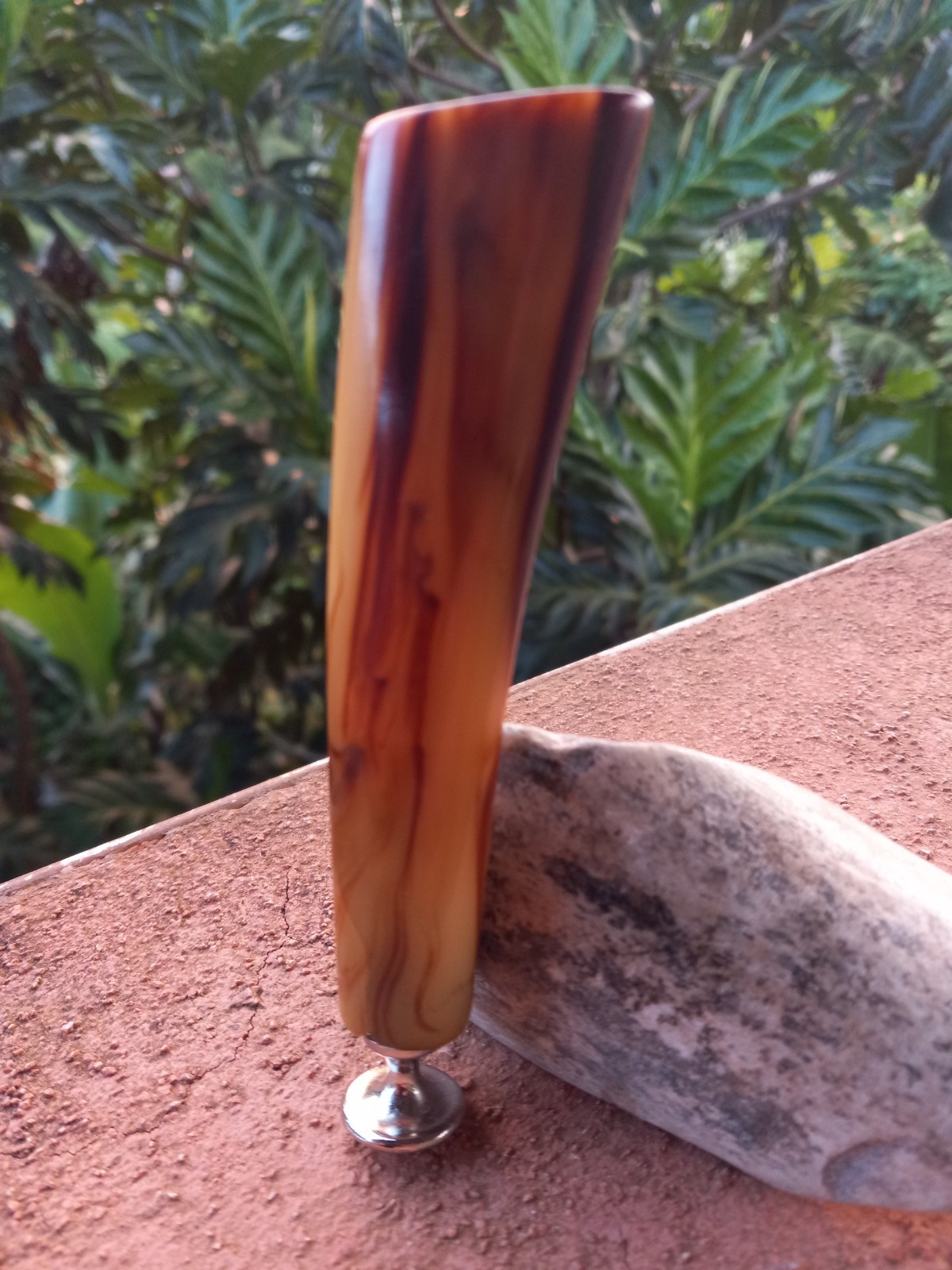 Mid Century Chocolate Cream Swirl Bakelite Custom Tobacco Pipe Tamper With Flaw