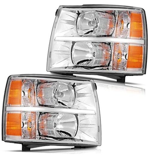 Headlight Assembly for Medium Chrome Housing Amber Reflector Clear Lens