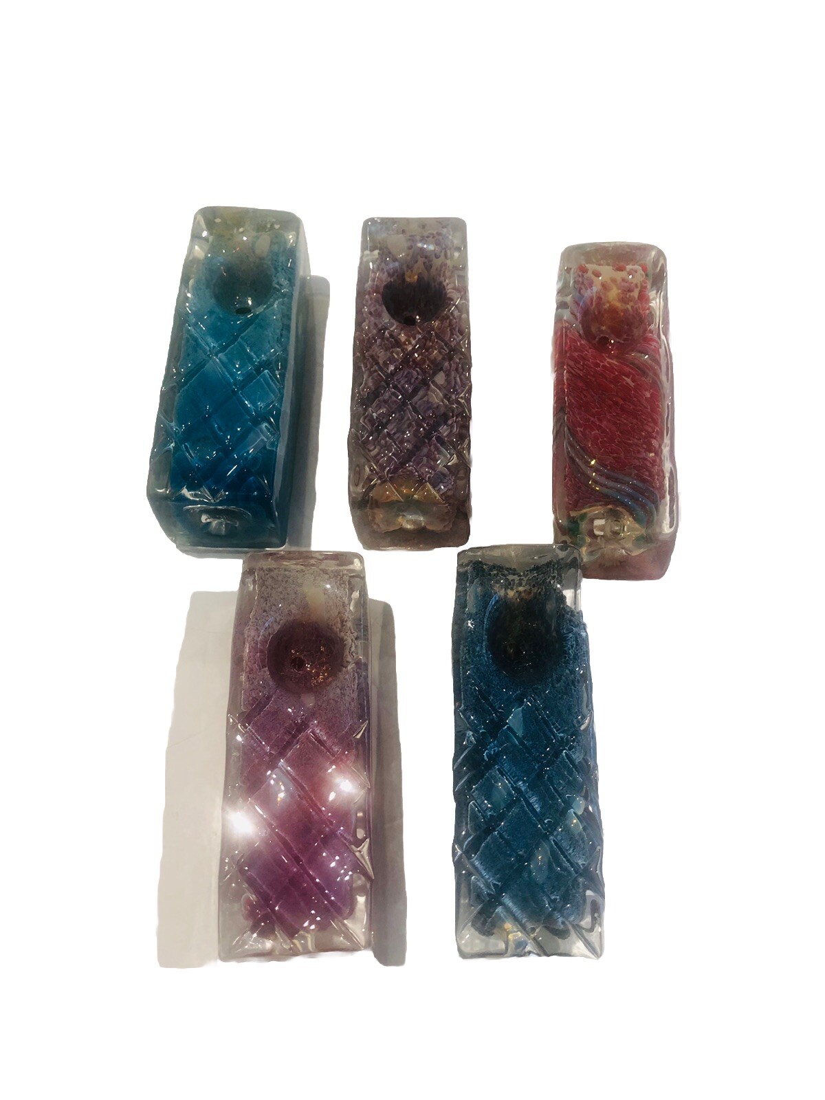 Handmade Assorted Color Rectangle Tobacco Smoking Bowl Glass Pipes 4 Inch