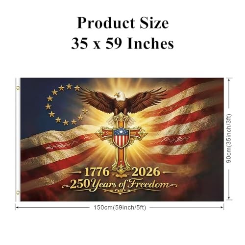 250 Anniversary USA Flag Patriotic 250th Anniversary Flag 3×5 Ft Double Sided