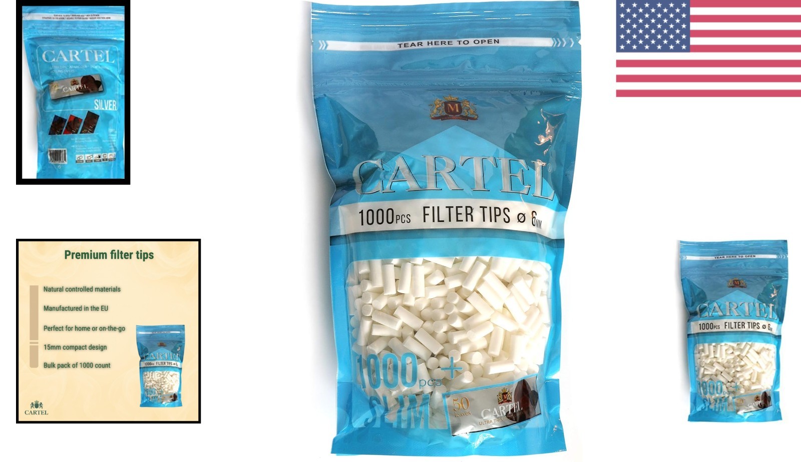 Bulk 1000 Count Slim 6mm Filter Tips with Rolling Paper for Smooth Rolling