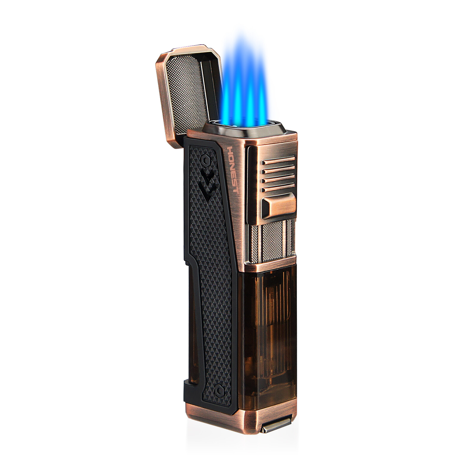 Windproof Cigar Lighters Metal Adjustable Torch Butane Lighter 3 Jet Blue Flame