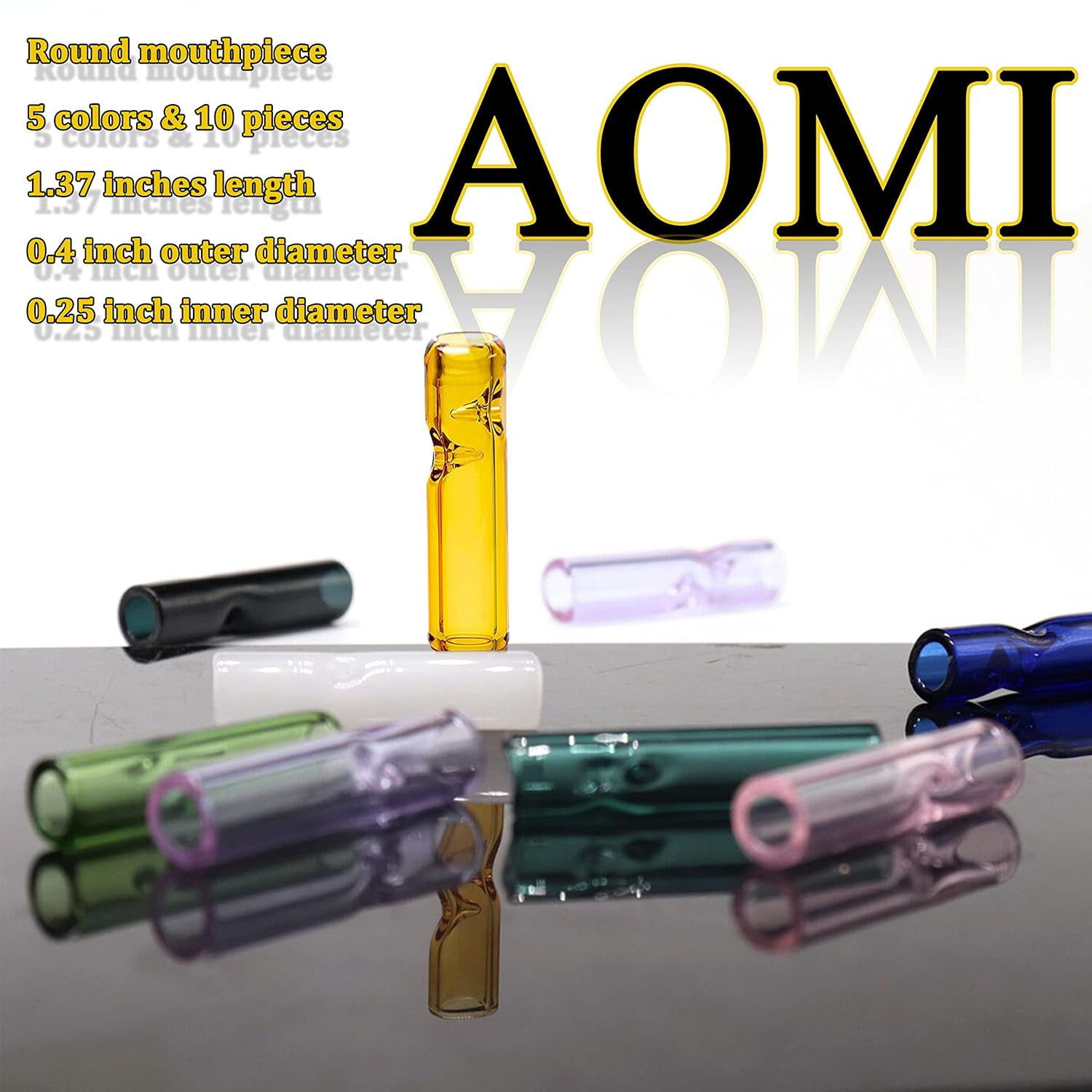 Reusable Glass Rolling Tips for Filter, Ø10Mm Outer Diameter Ø7Mm ID 35Mm Length