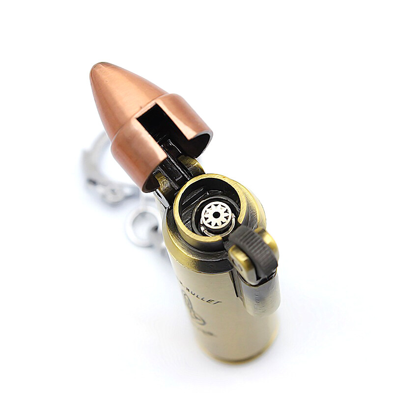 Cigarette Bullet Shape Butane Gas Windproof Jet Torch Lighter Keychain