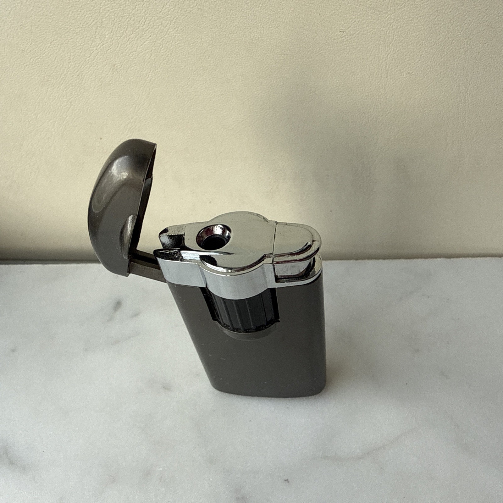 Gray Silver Flip Butane Cigarette Lighter. Sleek Modern