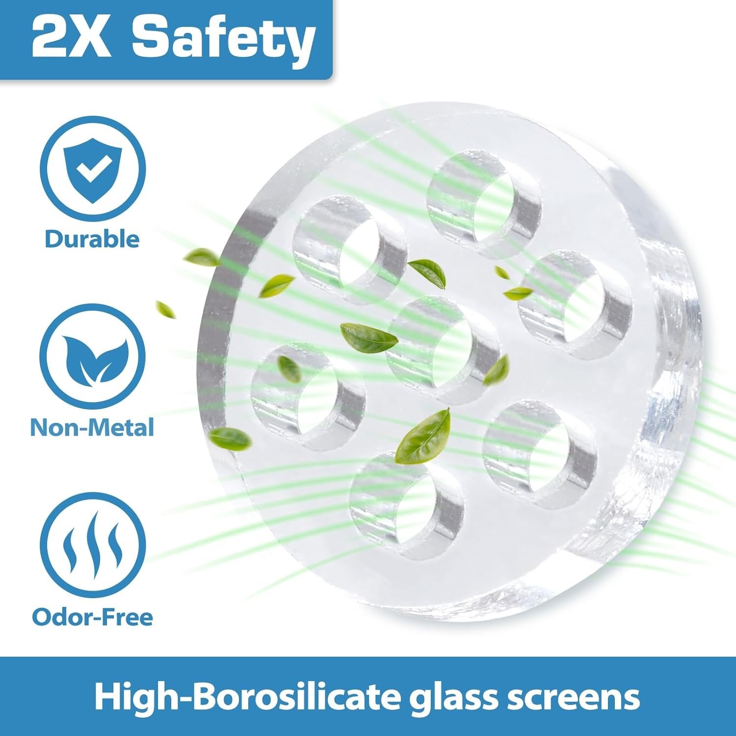Glass Screens for Pipes and Bowls, 20Pcs 8mm Glass Filter with 7 Honeycomb Holes