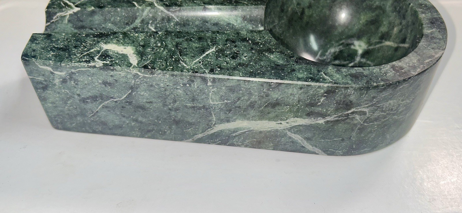 Vintage Green Marble Cigar Rest Holder 3lb 3oz Heavy Duty MCM 7” Catchall