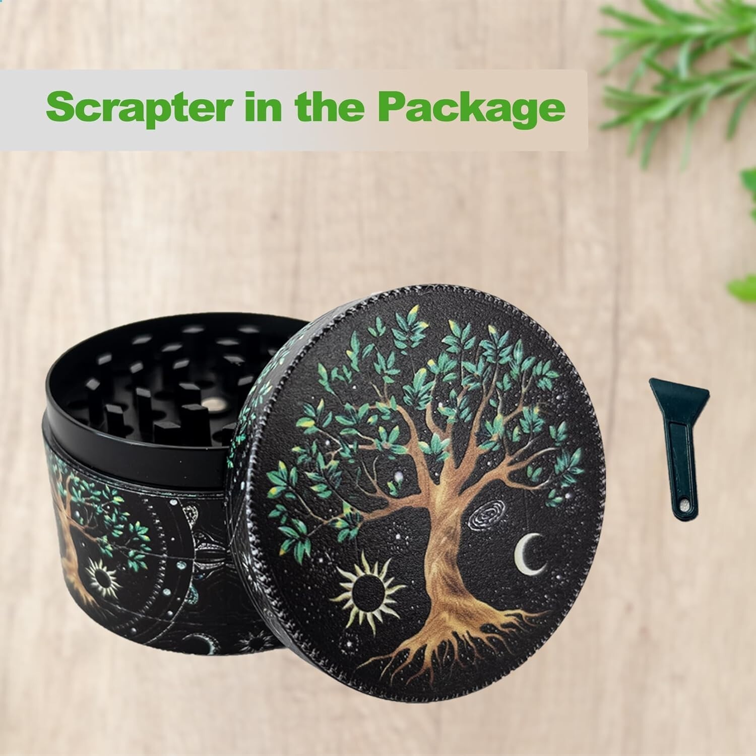 Herb Grinder 4-Piece 2.5 inch Large Metal Tobacco Crusher Colorful Magnetic TREE