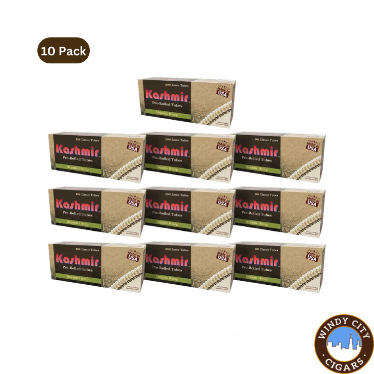 Kashmir Pre-Rolled USA Cigarete Filter Tubes Classic Organic Hemp 200ct- 10 Pack