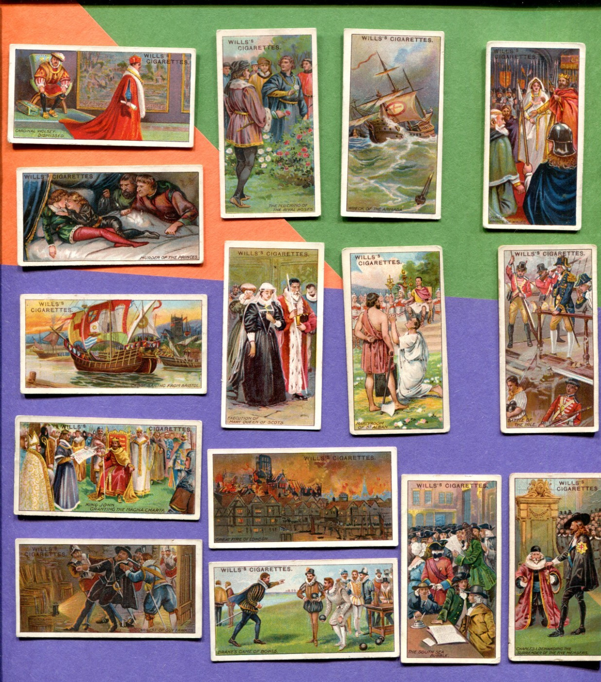 1912 W. D. & H. O. WILLS HISTORIC EVENTS 15 DIFFERENT TOBACCO CARD LOT