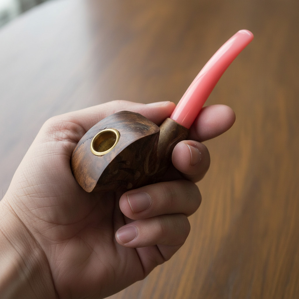 Tobacco Pipes, Handmade Wood Bent Smoking Pipe, Smoking Wooden Tobacco Pipe