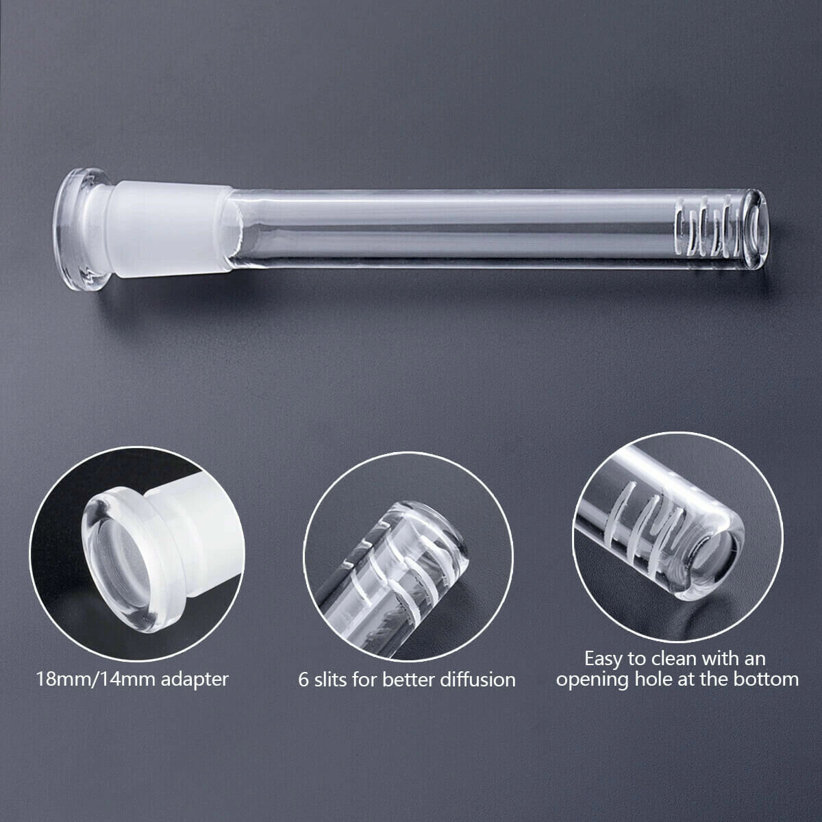 4-Pack 2 inch (Full Length: 3.25 Inch) Glass Downstem (18mm x14mm)