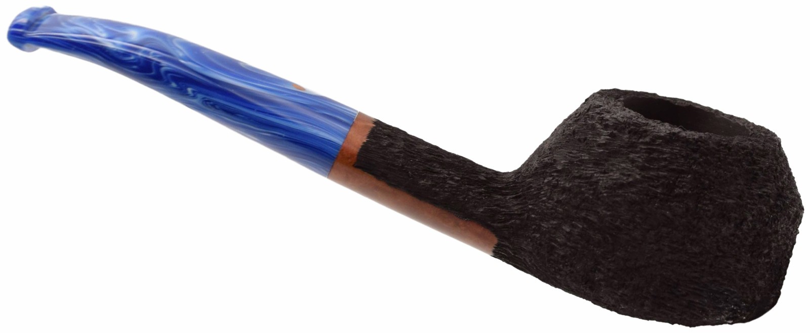 Paronelli “Contatto” Black Sandblast Finish Medium Curved Author Briar Pipe