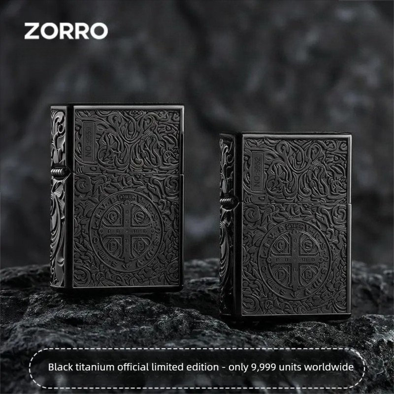 ZORRO Black Titanium Constantine Armor Windproof Kerosene Lighter Luxury Pro