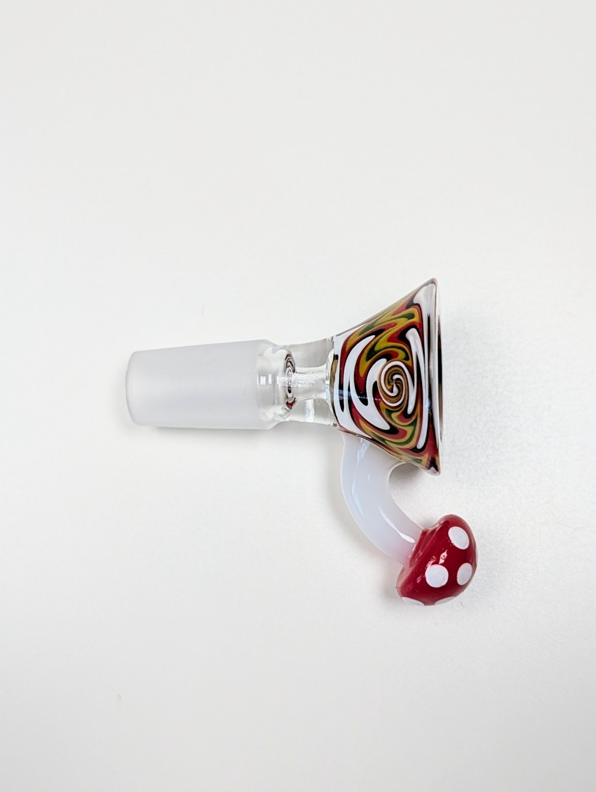 14mm White Widow Mushroom Wig Wag Premium Quality Glass Bowl Slide Bong Pipe