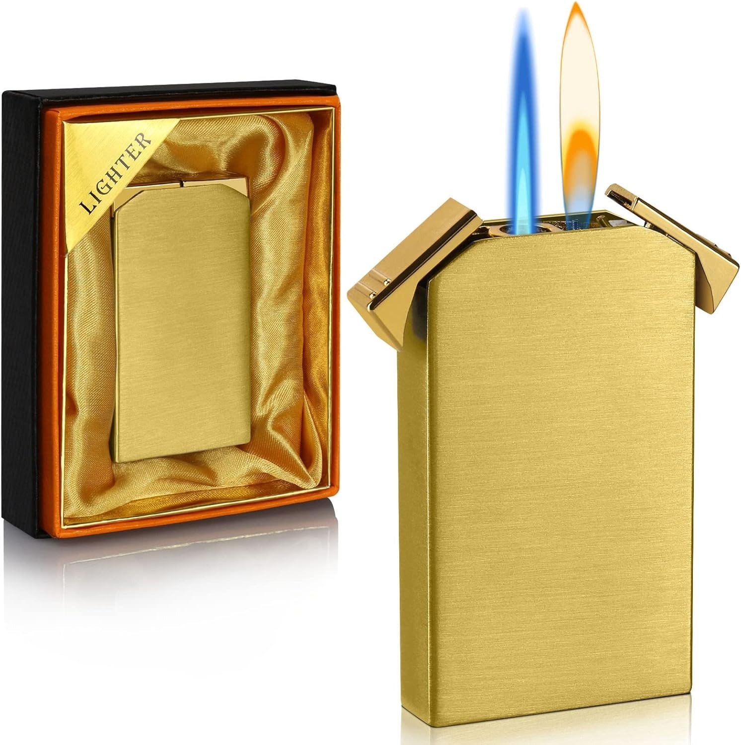 Unique Gold Dual Flame Lighter – Ideal Gift for Father’s Day & Special Occasions