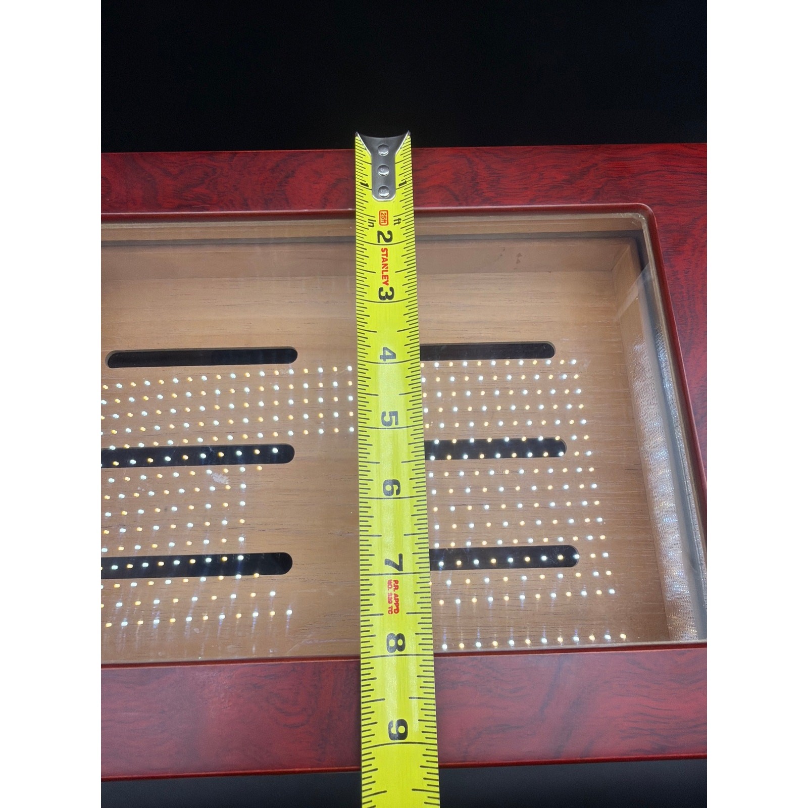 Mantello Cigars Humidor Glass Top Cedar Lined Display Box Hygrometer