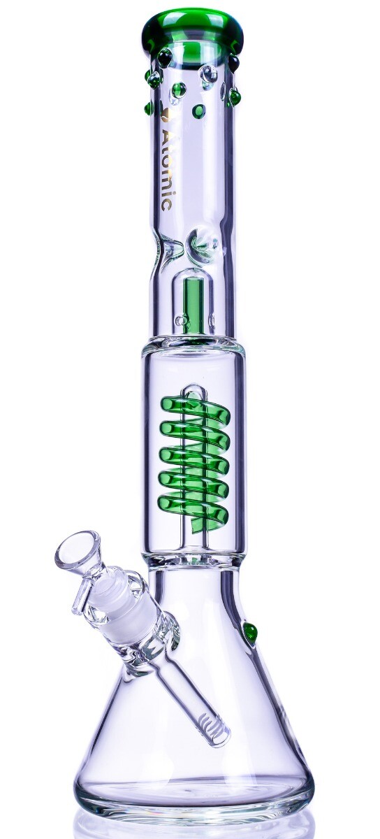 THICK Glass Bong 18″ Inline Perc to Coil Perc Bong HELIX Bong Beaker Bong *USA*