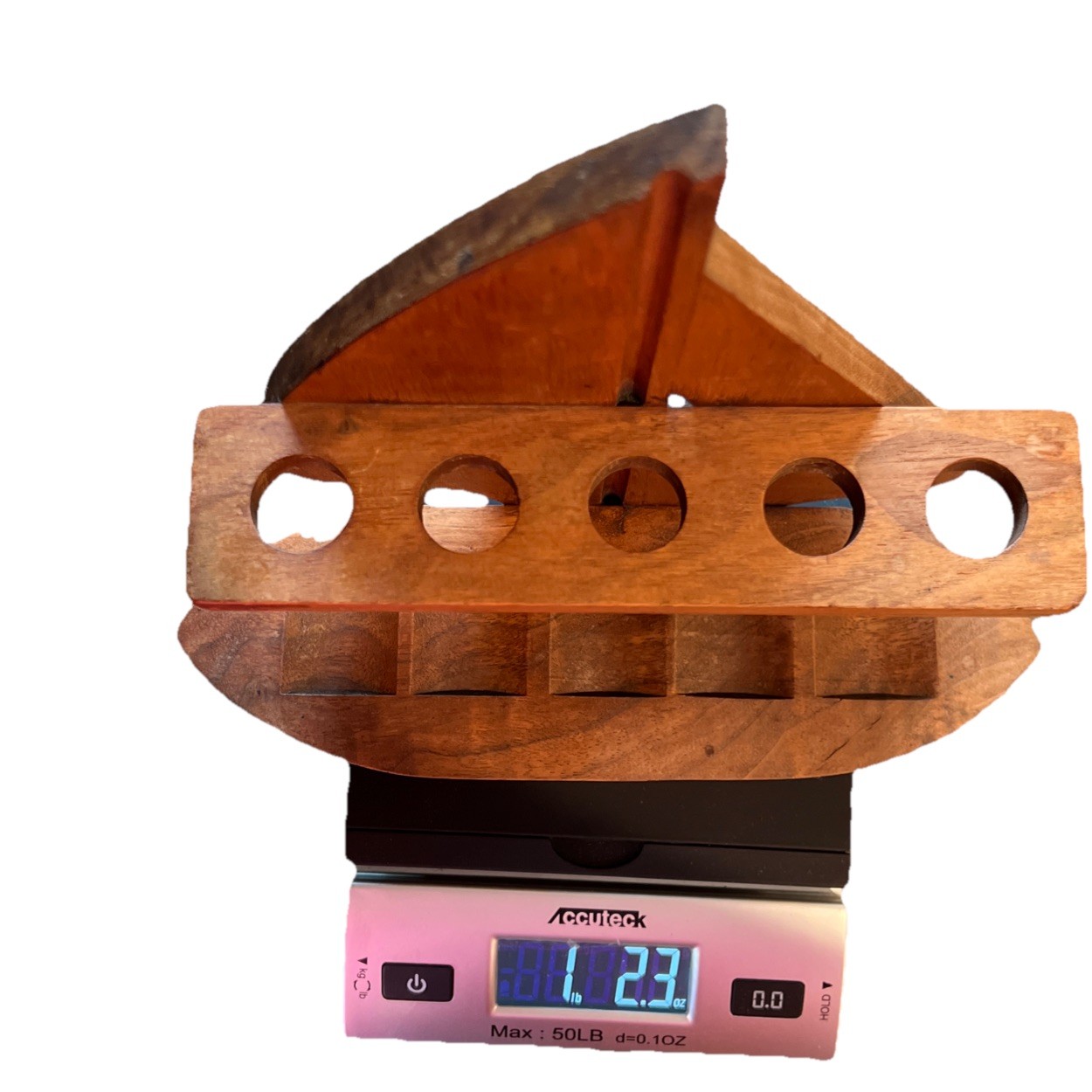 Vintage Wood 5 Pipe Holder Rest Stand Sailboat Nautical Free Standing