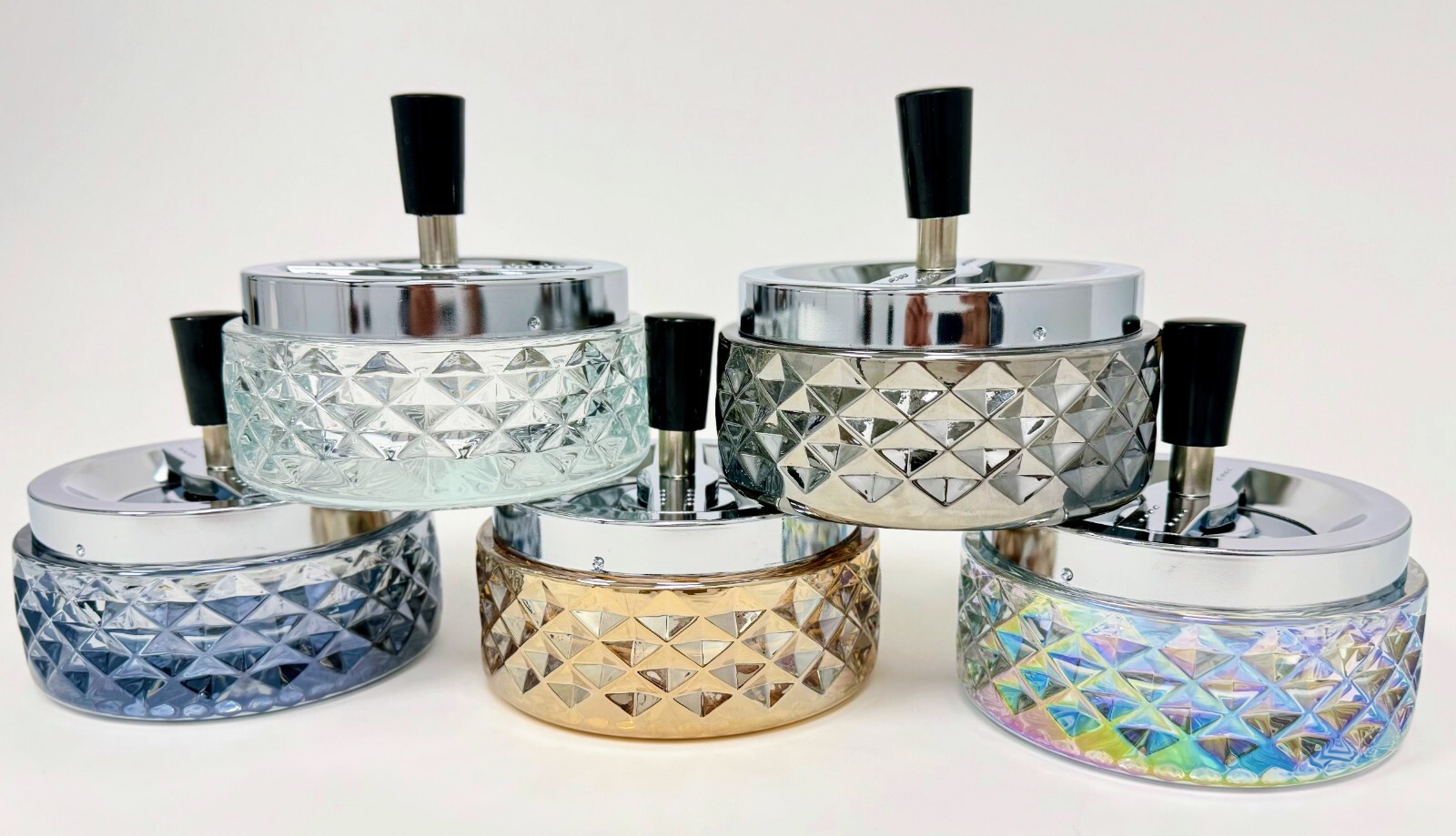 4.75″ Heavy Glass Push Down Spinning Cigarette Ashtray