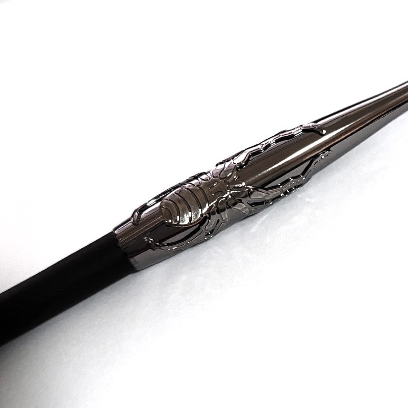 Japanese KISERU Smoking Pipe Tsuge Black Chrome Brass Wood Spider Motif Edo Gift