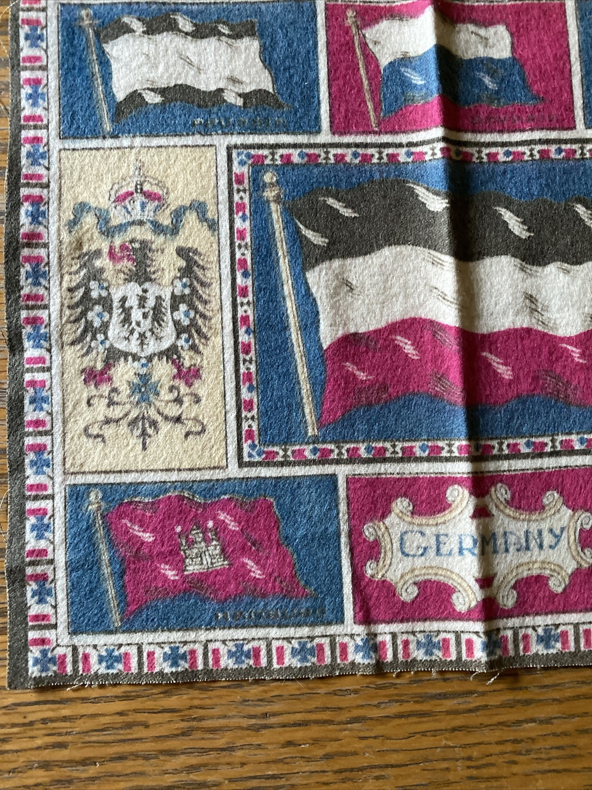 5 Vntg Cigar Box Premium Tobacco Felt Flannel American/Germany Flags 8 1/2 X 10