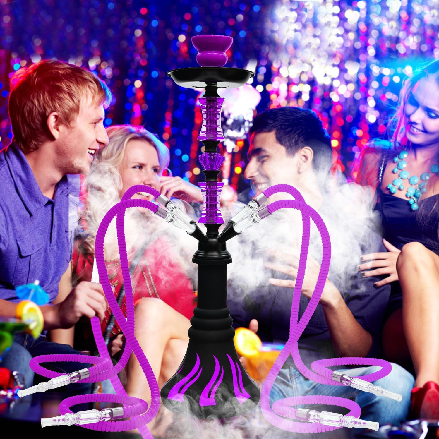 22″ Hookah Set with Everything,Premium Hookah Shisha Set,Up to 4 Persons Hookah