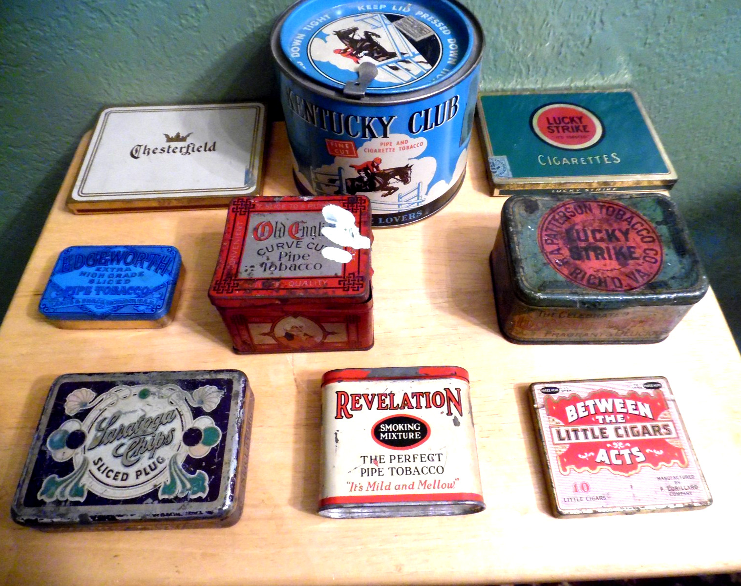 VINTAGE LOT/9 1920’S-40’S CIGARETTE AND TOBACCO TINS ITEMS IN DESCRIPTION