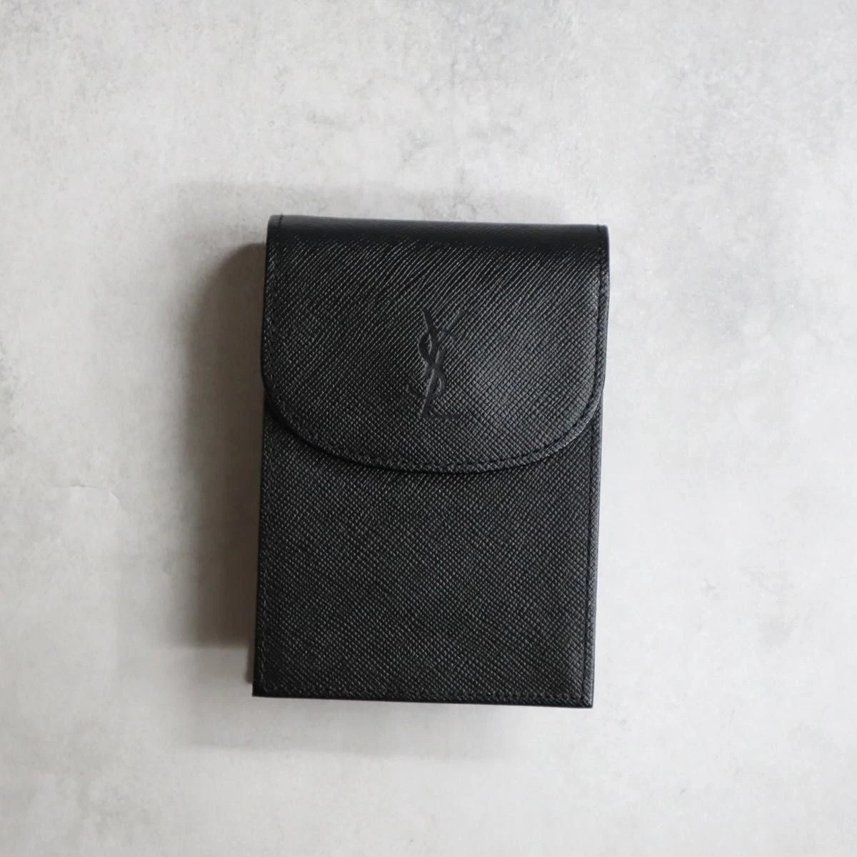 Yves Saint Laurent Monogram Cigarette Case Leather Black Used