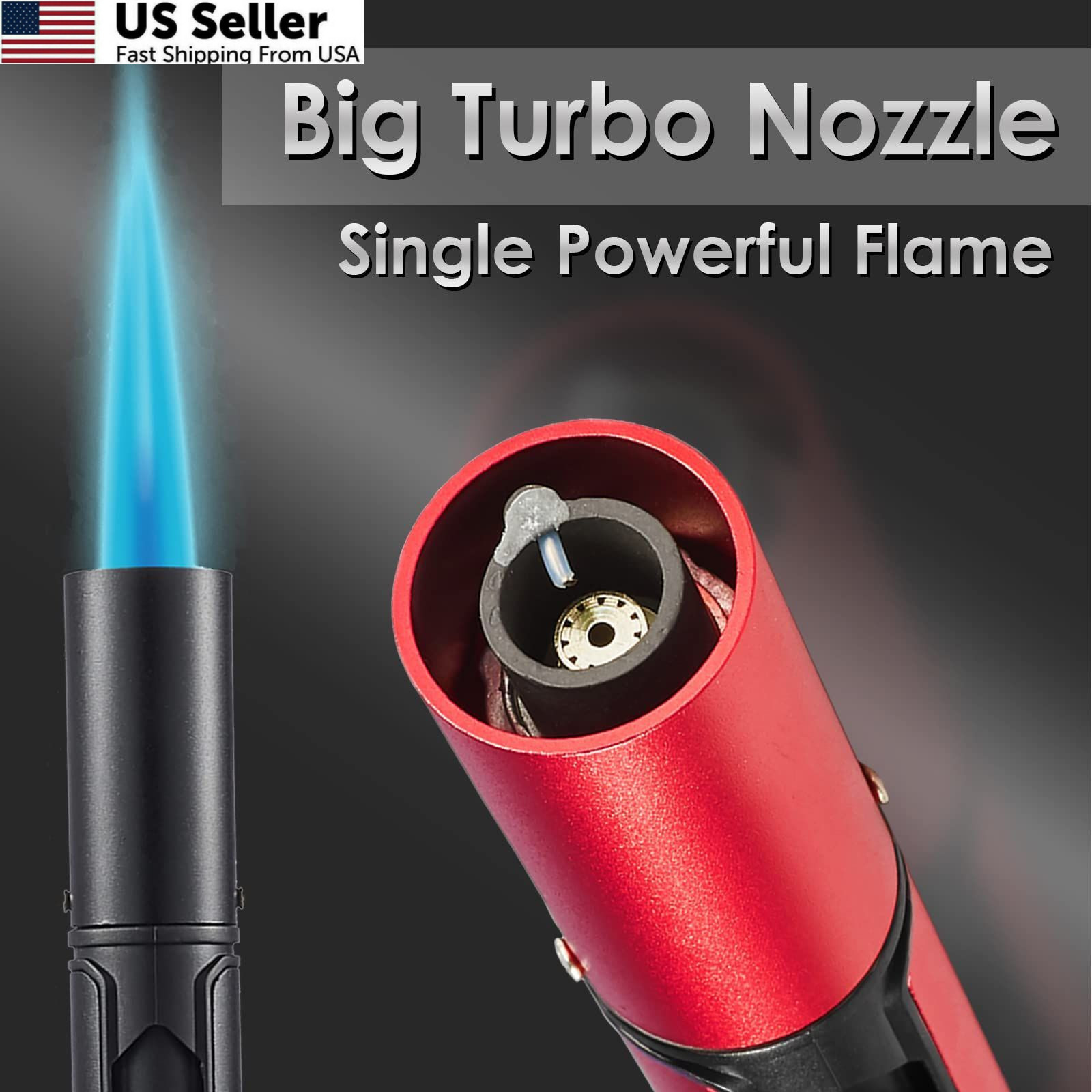 5 Pack Butane Torch Lighter, Urgrette 6-inch Refillable 5 Pack, Black,silver